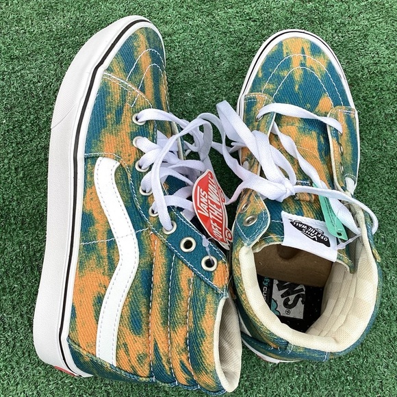 Vans new Comfycush Sk&-Hi In Bloom Blue Yellow Size 7.0(Men)/8.5(Women) - Picture 8 of 13